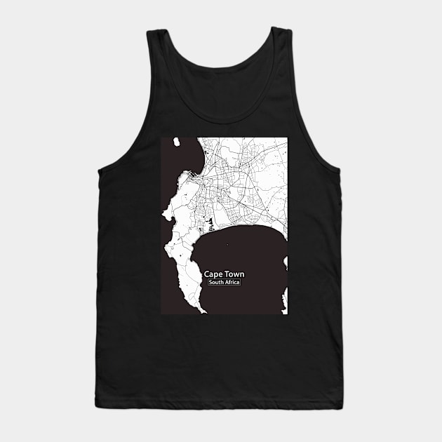 Cape Town South Africa City Map Tank Top by Robin-Niemczyk